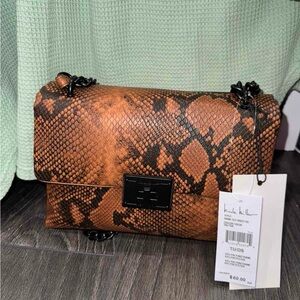 Nicole Miller brown and black snakeskin crossbody
